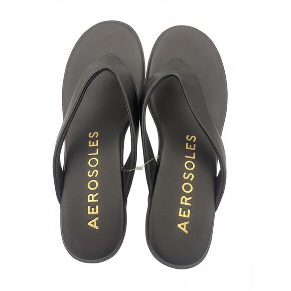 AEROSOLES Women's Comfortable Black Flip Flops Women's Size 10 - Picture 1 of 6
